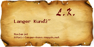 Langer Kunó névjegykártya
